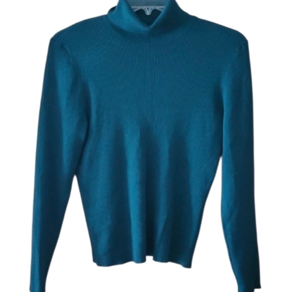 Nine West‎ Green Teal Ribbed Turtleneck Size XL